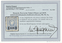 1 Piaster auf 20 Pfg. mittelviolettultramarin, schwarzer Aufdruck, ...