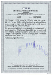 1 Pia. auf 20 Pfg. lebhaftviolettultramarin, Aufdruck blauschwarz, ...