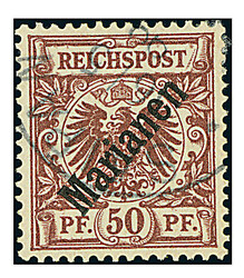 50 Pfg. "diagonal", Kabinettstück mit klarem Stempel "Saipan 16/5 ...