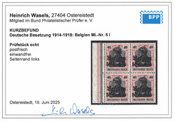 50 C. auf 40 Pfg. "Friedensdruck", Viererblock vom linken Bogenrand, ...