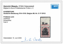 50 C. auf 40 Pfg. "Friedensdruck", Plattendruck-Oberrandstück in ...