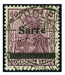 60 Pfg. "Germania-Sarre", gute "a"-Farbe, Luxusstück mit zentrischem ...