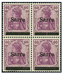 60 Pfg. "Germania-Sarre", gute "a"-Farbe, postfrischer ...