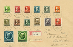 "Bayern-Sarre", 14 Werte kpl. auf Satzbrief per Einschreiben mit ...