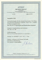 "Bayern-Sarre", 14 Werte kpl. auf Satzbrief per Einschreiben mit ...