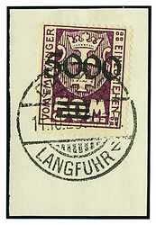 5.000 auf 50 Mk. dunkelviolettpurpur, Aufdruck glänzend, weißes ...