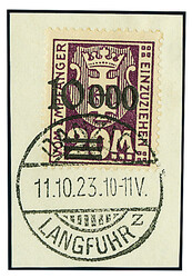 10.000 auf 20 Mk. dunkelviolettpurpur, Aufdruck glänzend, weißes ...