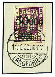 50.000 auf 500 Mk. dunkelviolettpurpur, Aufdruck rußig, weißes ...