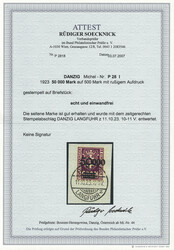 50.000 auf 500 Mk. dunkelviolettpurpur, Aufdruck rußig, weißes ...