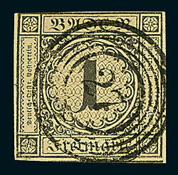 1 Kr. schw./sämisch, I. Auflage, ausgabetypischer Schnitt, nur links ...