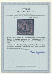 1 Kr. schw./sämisch, I. Auflage, vom rechten Bogenrand stammend, ...