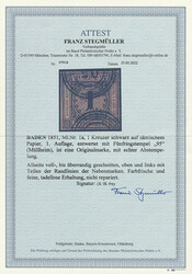 1 Kr. schw./sämisch, I. Auflage, ringsum voll- bis überrandig, ...