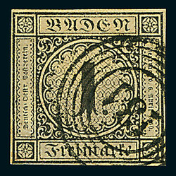 1 Kr. schw./sämisch, I. Auflage, ringsum voll- bis breitrandig, in ...