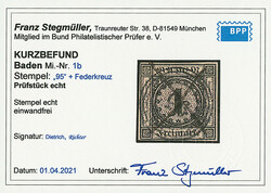 1 Kr. schw./braun, vierseitig gleichmäßig voll- bis breitrandig mit ...