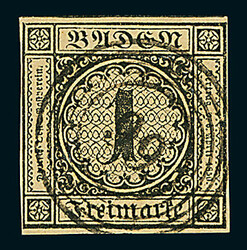 1 Kr. schw./braun, vierseitig voll- bis breitrandig bzw. oben sogar ...