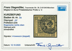 \BOGENECKE OBEN RECHTS\: 3 Kr. schw./orangegelb, I. Auflage, ringsum ...