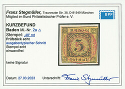 3 Kr. orangegelb, I. Auflage, links unten etwas an die Randlinie ...