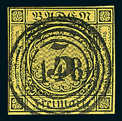 3 Kr. schw./orangegelb, I. Auflage, Plattenfehler "untere ...