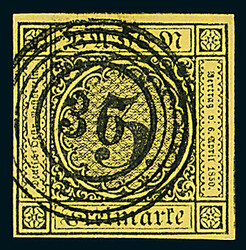 3 Kr. schw./gelb, sechs voll- bis breitrandige Luxusstücke, davon ...