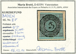 3 Kr. schw./blau, Unterrandstück mit 2,5mm Bogenrand, an den anderen ...