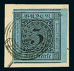 \"GEM QUALITY"\: 3 Kr. schw./blau, rechtes Randstück mit 3,5mm ...