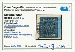 \"GEM QUALITY"\: 3 Kr. schw./blau, rechtes Randstück mit 3,5mm ...