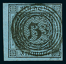 \BOGENECKE UNTEN LINKS\: 3 Kr. schw./blau, kleine linke untere ...