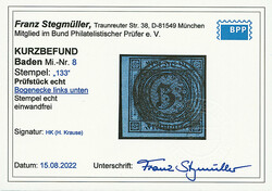 \BOGENECKE UNTEN LINKS\: 3 Kr. schw./blau, kleine linke untere ...