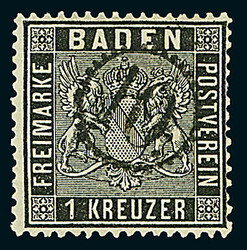 1 Kr. schwarz, vier Luxusstücke, davon zwei auf Briefstücken, mit ...