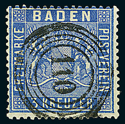 3 Kr. in allen drei Farben, drei Luxusstücke mit Nummernstempeln ...