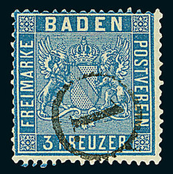 3 Kr. in allen drei Farben, drei Luxusstücke mit Uhrradstempeln "1." ...