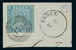 3 Kr. lebhaftpreußischblau, Luxus-Briefstück mit idealem ...