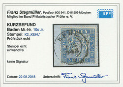 3 Kr. veilchenblau, beste Farbe "c", Luxus-Briefstück mit ...