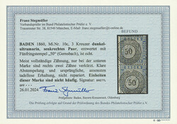 3 Kr. veilchenblau, beste Farbe "c", senkrechtes Doppelstück, obere ...