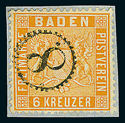 6 Kr. orange, vier Luxusstücke, davon zwei auf Briefstücken, mit ...