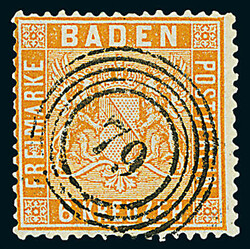 6 Kr. orange, sieben Luxusstücke, davon vier auf Briefstücken, mit ...