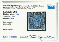 6 Kr. preußischblau, Luxusstück mit ideal aufgesetztem ...