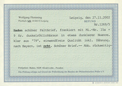 9 Kr. dunkelrötlichbraun, Einzelfrankatur auf Postvereinsbrief mit ...