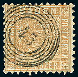 9 Kr. fahlbraun, bessere Farbe "ba", fünf Kabinett- und Luxusstücke ...