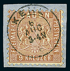 9 Kr. dunkelbraun, beste Farbe "c", Luxus-Briefstück mit ...