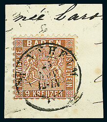 9 Kr. dunkelbraun, beste Farbe "c", Luxus-Briefstück mit K2 ...