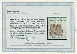 9 Kr. dunkelbraun, beste Farbe "c", Luxus-Briefstück mit K2 ...