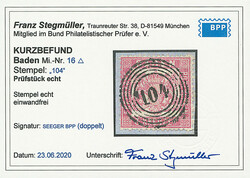 3 Kr. rosakarmin "eng gezähnt", Luxus-Briefstück mit zentrischem ...