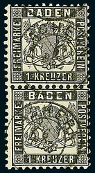 1 Kr. schwarz, Spezialitäten-Los mit zwei Exemplaren als ...