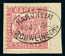 3 Kr. rosa, Luxus-Briefstück mit vollständig, klar und gerade ...