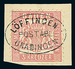 3 Kr. rosa, Luxus-Briefstück mit klar, vollständig und gerade ...