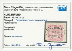 3 Kr. rosa, Luxus-Briefstück mit klar, vollständig und gerade ...