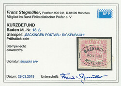 3 Kr. rosa, Luxus-Briefstück mit klar, vollständig und gerade ...