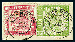 \DREI MISCHFRANKATUREN MIT DER "KR-AUSGABE"\: 3 Kr. rosa zusammen mit ...