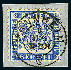 6 Kr. ultramarin und 6 Kr. preußischblau, "a"- und "b"-Farbe, zwei ...